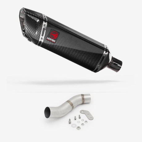 Lextek SP9C Gloss Carbon Fibre Exhaust 300mm with Link Pipe for Ducati Monster 797 (17-18)