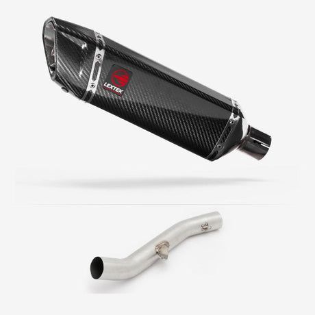 Lextek SP9C Gloss Carbon Fibre Exhaust 300mm High Level with Link Pipe for Yamaha YZF R6 (17-22)