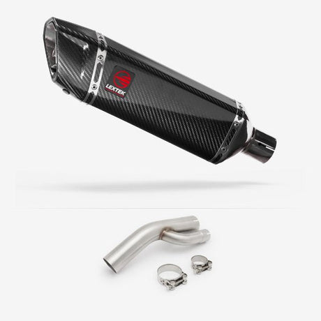 Lextek SP9C Gloss Carbon Fibre Exhaust 300mm with Link Pipe for BMW S1000 RR (17-18)