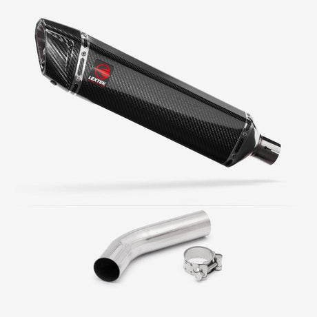 Lextek SP7C Gloss Carbon Fibre Exhaust 400mm with Link Pipe for Honda VFR400 NC21 (85-88)