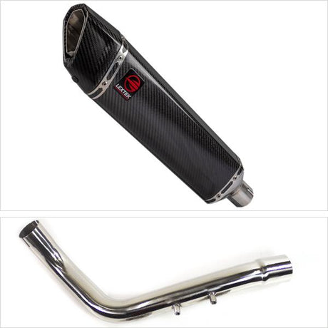 Lextek SP7C Gloss Carbon Fibre Exhaust 400mm with Link Pipe for Honda CB600 Hornet (98-02)