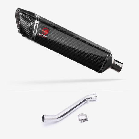 Lextek SP7C Gloss Carbon Fibre Exhaust 400mm with Link Pipe for Kawasaki ZX-10R Ninja (11-16)