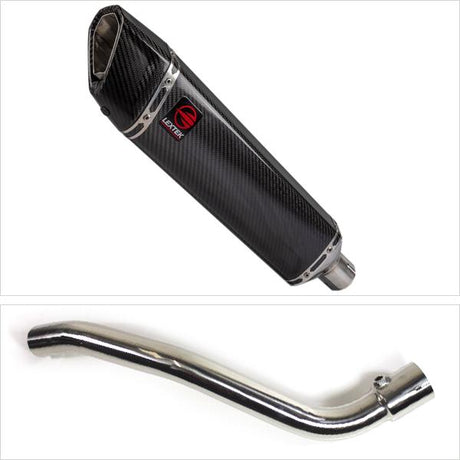 Lextek SP7C Gloss Carbon Fibre Exhaust 400mm with De-Cat Link Pipe for Suzuki GSXR 1000 (09-11)
