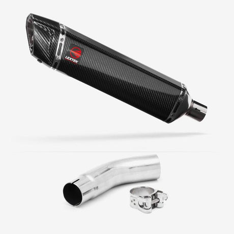 Lextek SP7C Gloss Carbon Fibre Exhaust 400mm with Link Pipe for Suzuki GSR750 (11-16)