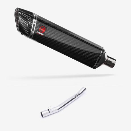 Lextek SP7C Gloss Carbon Fibre Exhaust 400mm with Link Pipe for Suzuki GSF650 Oil Cooled (05-06)