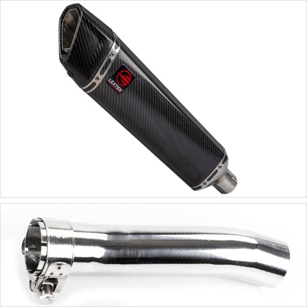 Lextek SP7C Gloss Carbon Fibre Exhaust 400mm with Link Pipe for Honda CBR500R (13-19)
