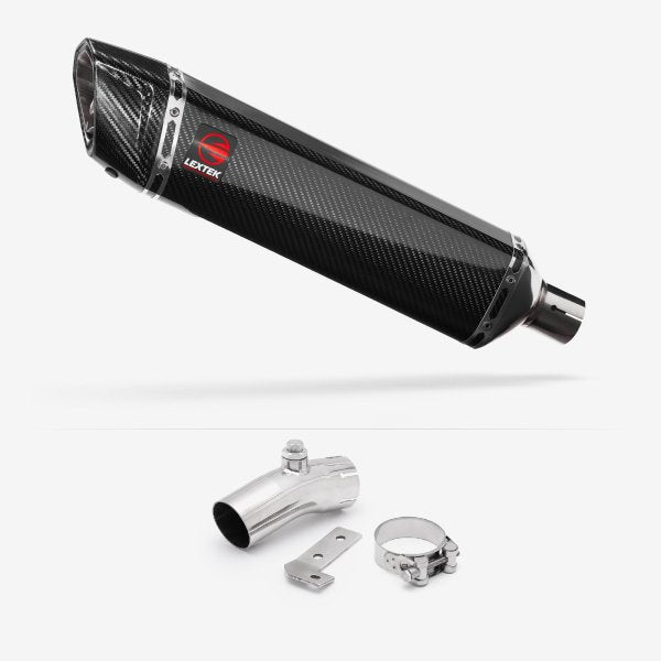 Lextek SP7C Gloss Carbon Fibre Exhaust 400mm with Link Pipe for Kawasaki ER-6N ER-6F (06-11)