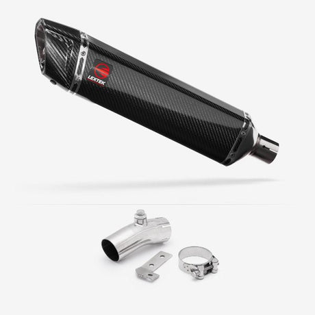 Lextek SP7C Gloss Carbon Fibre Exhaust 400mm with Link Pipe for Kawasaki ER-6N ER-6F (06-11)