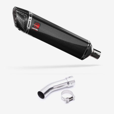Lextek SP7C Gloss Carbon Fibre Exhaust 400mm with Link Pipe for Yamaha FZ8 Fazer (10-16)