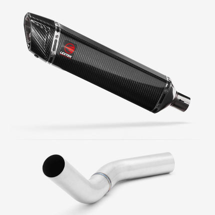 Lextek Carbon Fibre SP7C 400mm Exhaust with Brushed Link Pipe for Kawasaki Z800 (13-16)