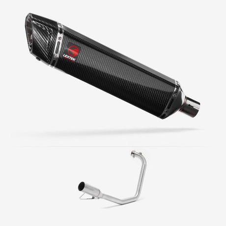 Lextek SP7C Gloss Carbon Fibre Exhaust System 400mm for Yamaha YBR 125 (05-16)