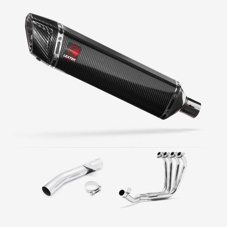Lextek SP7C Gloss Carbon Fibre Exhaust System 400mm for Yamaha FZS 600 Fazer (97-03)