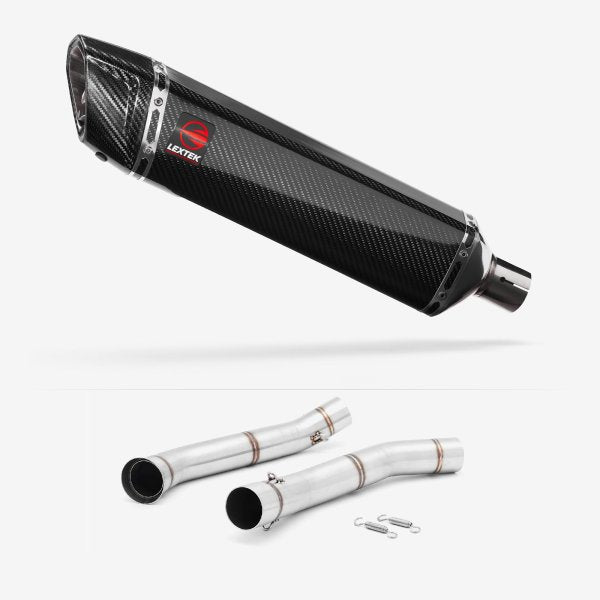 Lextek SP7C Gloss Carbon Fibre Exhaust 400mm with Link Pipe for KTM 690 Duke (12-15)