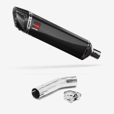 Lextek SP7C Gloss Carbon Fibre Exhaust 400mm with Link Pipe for Suzuki GSXR 600/750 (11- )