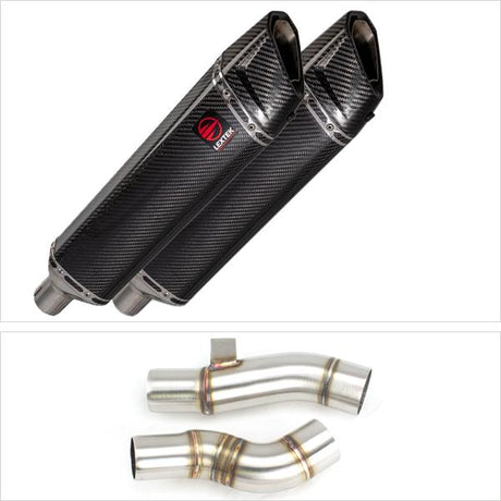 Lextek SP7C Gloss Carbon Fibre Exhaust 400mm with Link Pipe for Kawasaki Z1000 (10-19)