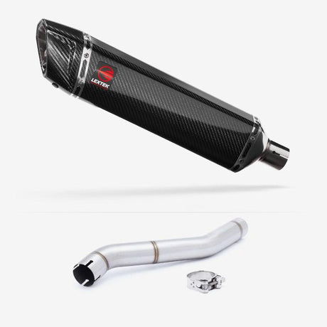 Lextek SP7C Gloss Carbon Fibre Exhaust 400mm with Link Pipe for Honda CBR600 F (87-90)