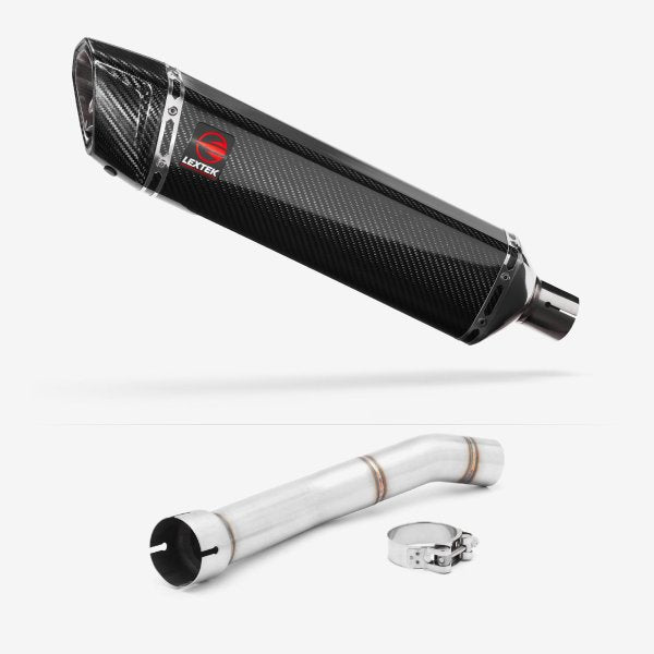 Lextek SP7C Gloss Carbon Fibre Exhaust 400mm with Link Pipe for Yamaha YZF R1 (99-01)