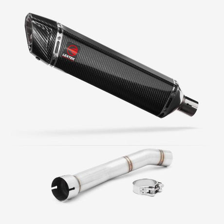 Lextek SP7C Gloss Carbon Fibre Exhaust 400mm with Link Pipe for Yamaha YZF R1 (99-01)