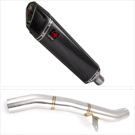 Lextek SP7C Gloss Carbon Fibre Exhaust 400mm with Link Pipe for Honda CBR600 F/FR/FS (01-02)