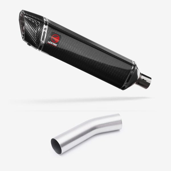 Lextek SP7C Gloss Carbon Fibre Exhaust 400mm with Link Pipe for Kawasaki ZX-10R Ninja (08-10)