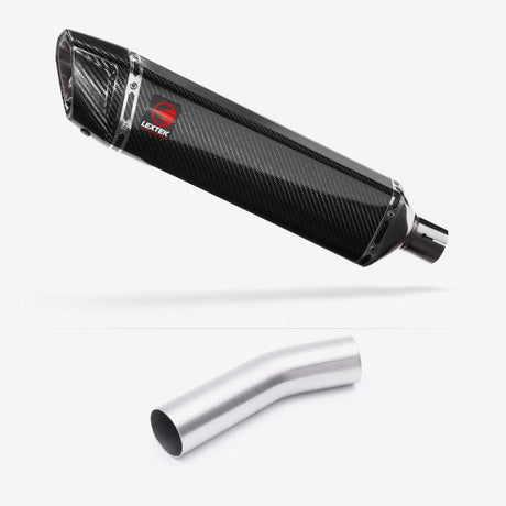 Lextek SP7C Gloss Carbon Fibre Exhaust 400mm with Link Pipe for Kawasaki ZX-10R Ninja (08-10)
