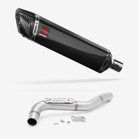 Lextek SP7C Gloss Carbon Fibre Exhaust 400mm with Link Pipe for Triumph Tiger 1050 (07-12)