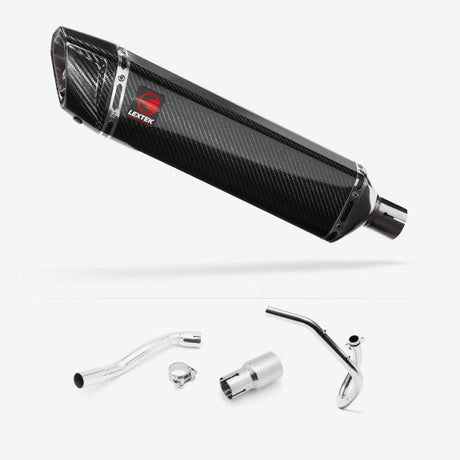 Lextek SP7C Gloss Carbon Fibre Exhaust System 400mm for Pulse XF250GY (06-15)