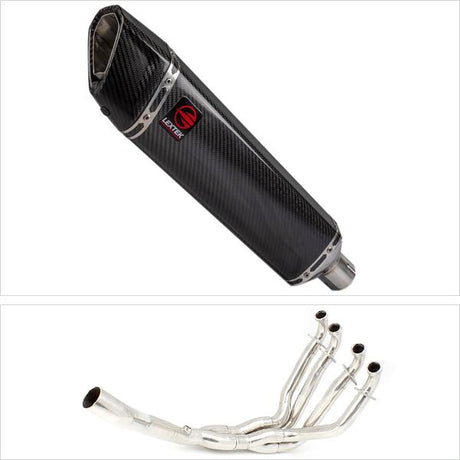 Lextek SP7C Gloss Carbon Fibre Exhaust System 400mm for Kawasaki ZX-10R Ninja (10-17)