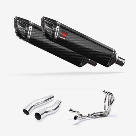 Lextek SP7C Gloss Carbon Fibre Exhaust System 400mm for Kawasaki Z1000 (10-19)