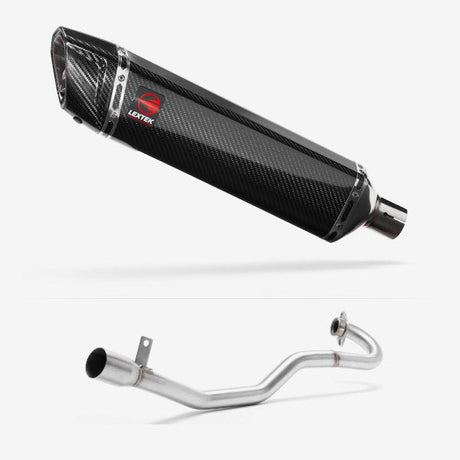 Lextek SP7C Gloss Carbon Fibre Exhaust System 400mm for Lexmoto Adrenaline (EFI) 125