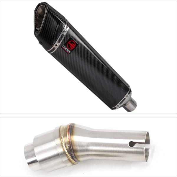 Lextek SP7C Gloss Carbon Fibre Exhaust 400mm with Link Pipe for Kawasaki Ninja 300 (13-17)