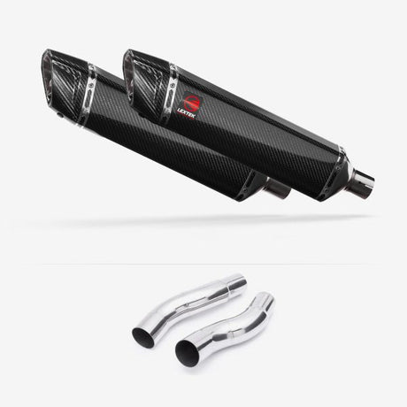 Lextek SP7C Gloss Carbon Fibre Exhaust 400mm with Link Pipes for Kawasaki Z1000 (14-19)