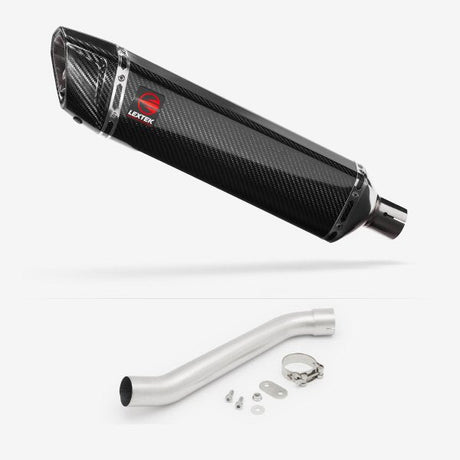 Lextek SP7C Gloss Carbon Fibre Exhaust 400mm with Link Pipes