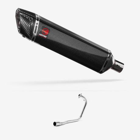 Lextek SP7C Gloss Carbon Fibre Exhaust System 400mm for Lexmoto Valiant 125