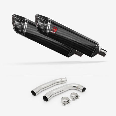 Lextek SP7C Gloss Carbon Fibre Exhaust 400mm with Link Pipe for Honda VTR 1000 (97-05)