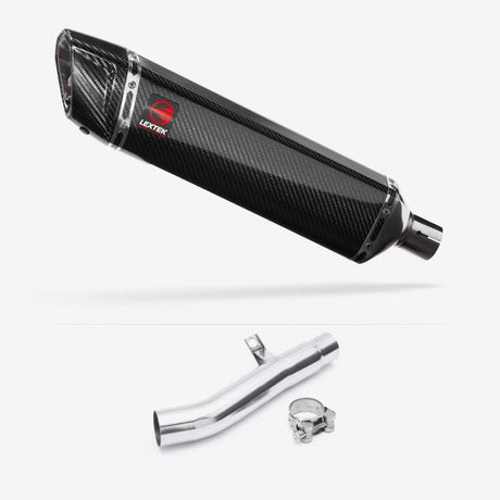 Lextek SP7C Gloss Carbon Fibre Exhaust 400mm with Link Pipe for Honda CBF 600 (04-07)