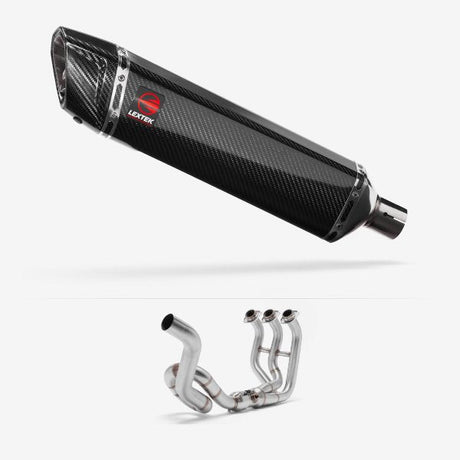 Lextek SP7C Gloss Carbon Fibre Exhaust System 400mm High Level for Yamaha MT-09 (13-20)