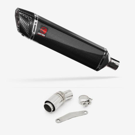 Lextek SP7C Gloss Carbon Fibre Exhaust 400mm with Link Pipe for Kawasaki Versys-X 300 (17-18)