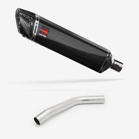 Lextek SP7C Gloss Carbon Fibre Exhaust 400mm with Link Pipe for Triumph Tiger 800 (10-19)