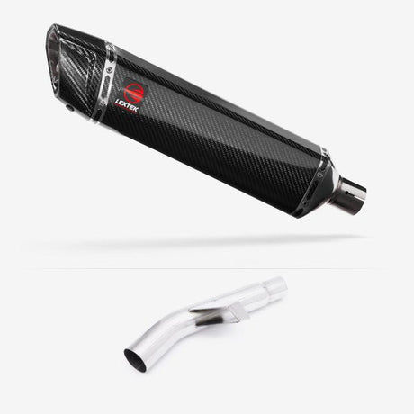 Lextek SP7C Gloss Carbon Fibre Exhaust 400mm with Link Pipe for Kawasaki Versys 1000 (15-18)