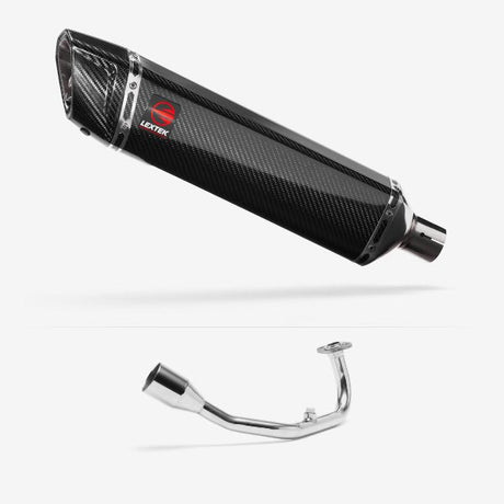 Lextek Stainless Steel SP7C Gloss Carbon Fibre Exhaust System 400mm for Lexmoto Diablo 125 / SRT125