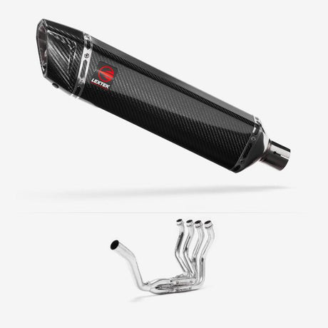 Lextek SP7C Gloss Carbon Fibre Exhaust System 400mm Single Sided