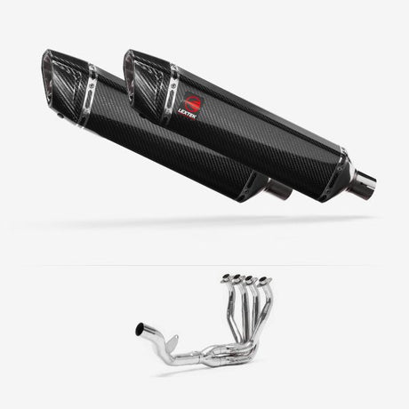 Lextek SP7C Gloss Carbon Fibre Exhaust System 400mm Single Sided for Kawasaki Z1000SX (10-19)