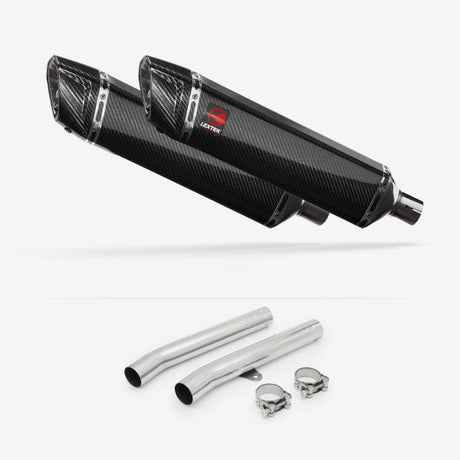 Lextek SP7C Gloss Carbon Fibre Exhaust 400mm with Link Pipes for Honda CBR1100XX Blackbird (96-07)