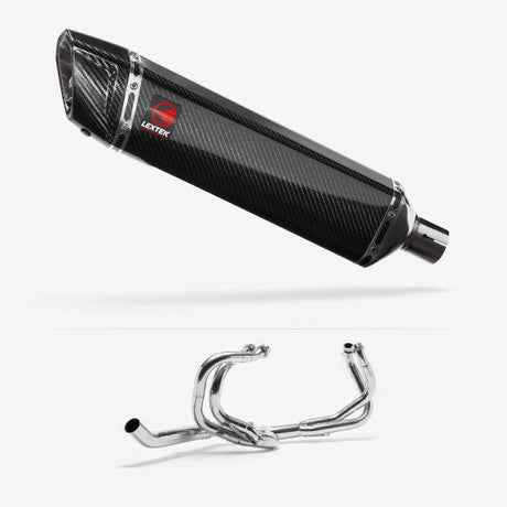 Lextek SP7C Gloss Carbon Fibre Exhaust System 400mm for Honda VFR 800 (97-01)