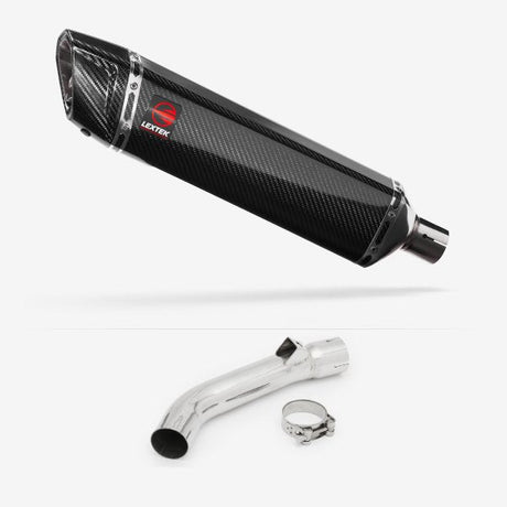 Lextek SP7C Gloss Carbon Fibre Exhaust 400mm with Link Pipe for Honda VFR 800 (97-01)