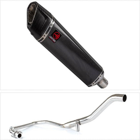 Lextek SP7C Gloss Carbon Fibre Exhaust System 400mm for Lexmoto Hawk 125
