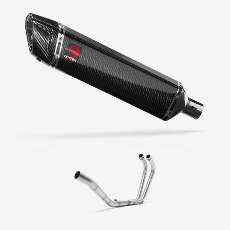 Lextek SP7C Gloss Carbon Fibre Exhaust System 400mm for Yamaha YZF R3 (15-18)