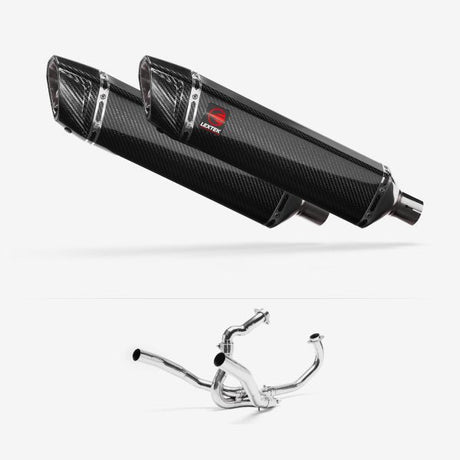 Lextek SP7C Gloss Carbon Fibre Exhaust System 400mm for SUZUKI SV1000 (03-07)