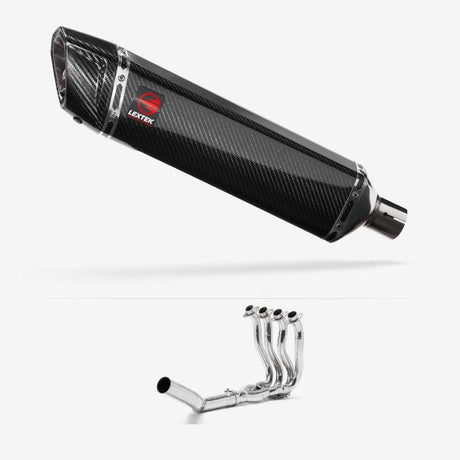 Lextek SP7C Gloss Carbon Fibre Exhaust System 400mm for Suzuki GSXR 600/750 (06-10)